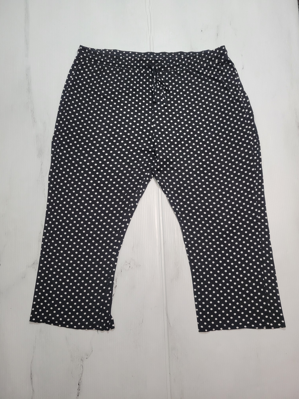 Serra Womens XL 16-18 Black White Polka Dot Soft Stretch Lounge Pajama Capri Pan